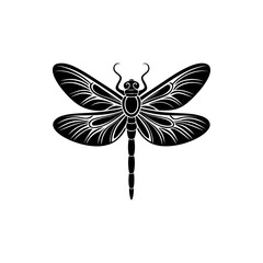 Black and white abstract dragonfly vector design with decorative wing patterns silhouette Vector