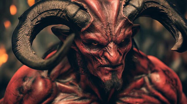 Devil demon with horns hail Lucifer