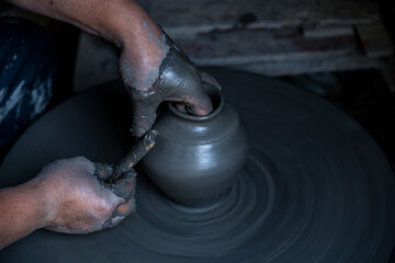 pottery handicraft in Bhaktapur, Nepal.