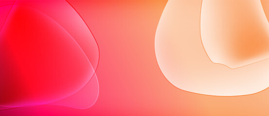 Abstract shapes blend, creating warm gradients. Red hues transition to peach, orange tones dominate background. Soft lighting, smooth textures present.