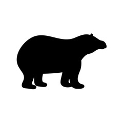 Fototapeta premium Black silhouette of a polar bear on a white background animal