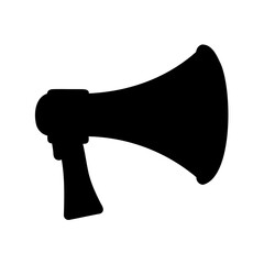 High contrast black and white image of a megaphone or bullhorn