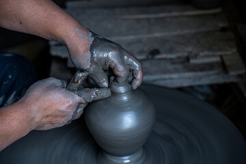 pottery handicraft in Bhaktapur, Nepal.