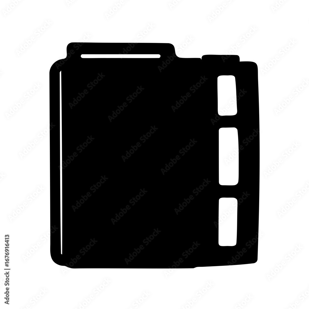 Poster a black and white silhouette of a file folder with three tabs