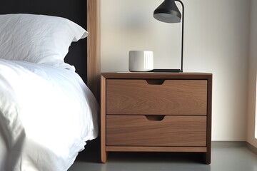 A sleek bedside cabinet designed with one drawer for storage