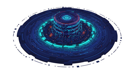 Futuristic Data Core Vector Illustration: AI, Big Data Technology, and Cybersecurity Network Concept