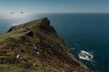 Scenic highland peninsula with distant islands and dramatic coastal landscape