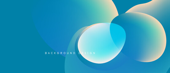 Abstract background features overlapping circles. Colors transition from blue to yellow creating smooth gradients. Minimalist design, modern aesthetic.