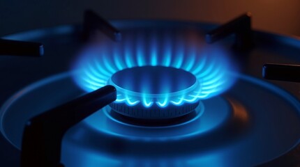 Blue gas flame on stovetop gas stove blue flame