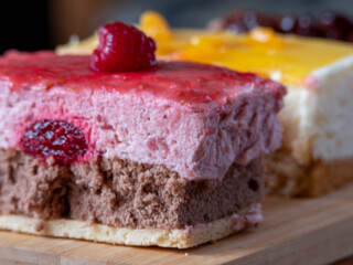 Delicious Raspberry and Chocolate Mousse Cake with Fruit Topping