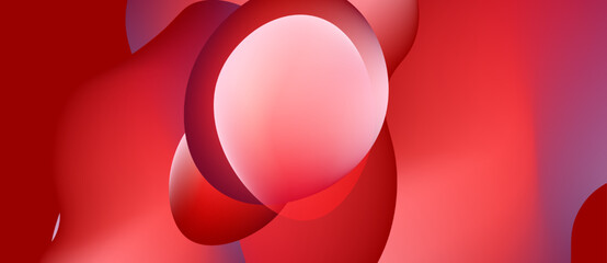 Abstract red shapes overlap, creating dynamic composition. Soft gradients suggest depth, light interplay. Minimalist design, modern aesthetic.