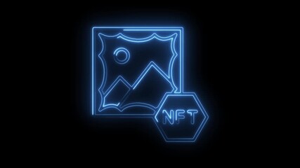 Neon nft artwork icon emerging technology and digital collectibles nonfungible token concept - Powered by Adobe