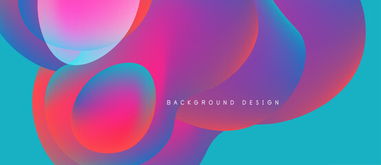 Abstract fluid shapes, vibrant colors blend. Dynamic composition creates modern background design. Smooth gradients, eyecatching visuals.