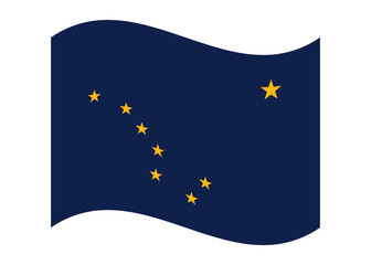 Wavy Flag of Alaska, isolated on transparent background. Civil and state flag of Alaska. Vector illustration