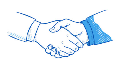 Fototapeta premium Blue handshake illustration agreement business
