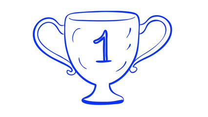 Blue trophy with number one award winner