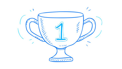 Blue trophy with number one award winner