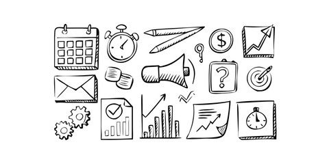Business Growth And Strategy Icons calendar stopwatch