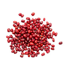 The High-resolution photo of red bean seeds, piled and scattered on the ground.