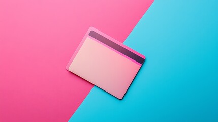 Minimal credit card concept on pastel background with empty wide space, showing clean design for branding, finance technology, secure online transactions, and modern commerce.