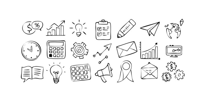 Business Icons Collection hand drawn doodle