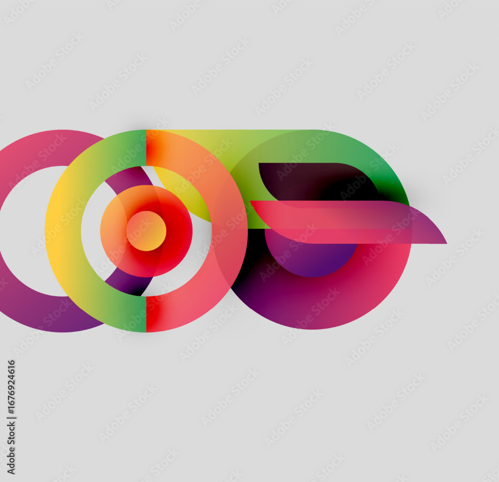 Aufkleber abstract colorful circles overlap, creating dynamic visual effect. gradient hues blend, forming mode