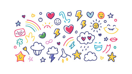 Cheerful doodle elements cartoon colorful