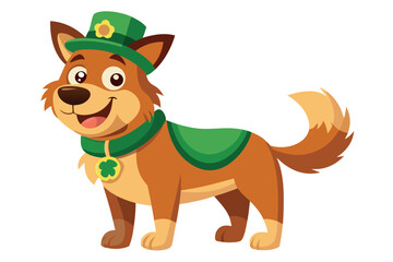 Cartoon dog with st patricks day hat and clover