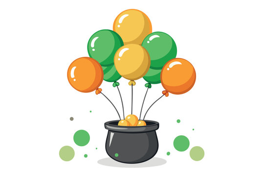 A pot of gold with balloons for st patricks day