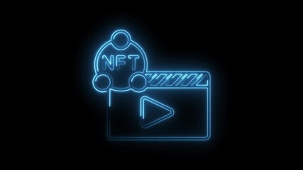 Neon nft video concept for digital assets and blockchain technology animation - Powered by Adobe