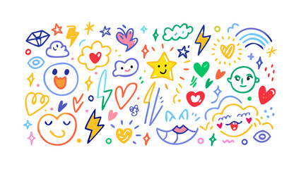 Colorful doodle elements abstract shapes