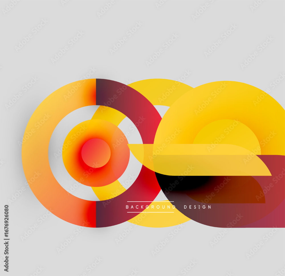 Poster abstract geometric shapes overlap. warm colors dominate design, creating dynamic visual effect. mode