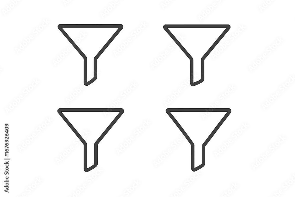 Aufkleber minimalist funnel icon set vector illustration. simple line filter symbol for web, app interface, da