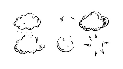 Comic Style Weather Cloud with Lightning Bolt storm
