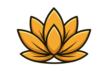 Golden lotus flower logo vector icon for yoga studio or spa. Elegant floral symbol for wellness, beauty, meditation. Abstract plant design element for spiritual harmony.
