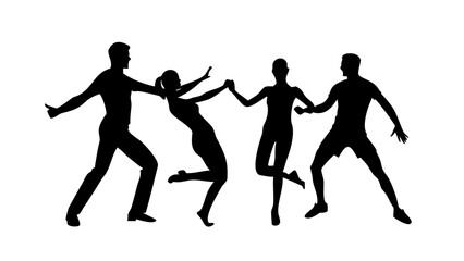 Couple dancing silhouette with transparent background
