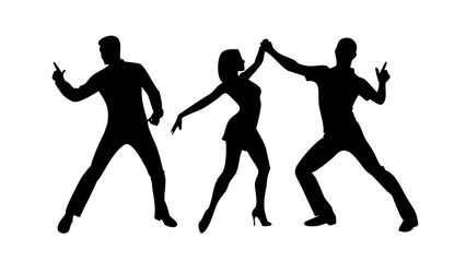 Couple dancing salsa with flowing dress latin dance