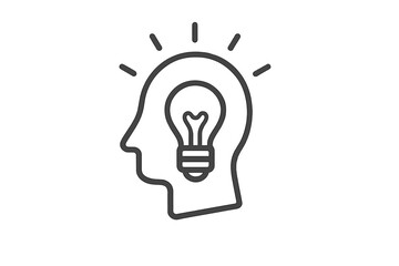 Light bulb idea lamp head outline icon for web design app interface advertising creative graphic concepts innovation cartoon vector transparent background minimal linear ordered set