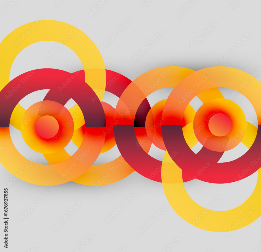 Aufkleber abstract composition featuring overlapping circles. warm colors dominate, creating dynamic visual ef