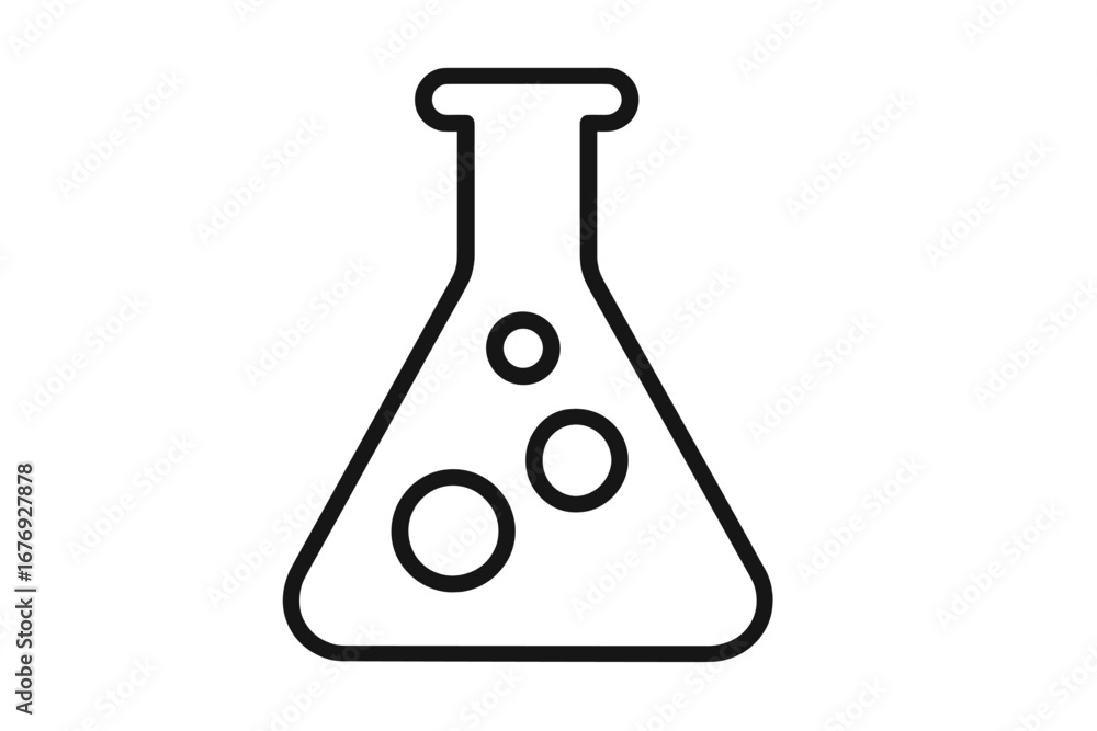 Poster laboratory flask outline icon. chemistry science beaker symbol. erlenmeyer flask line art. laborator
