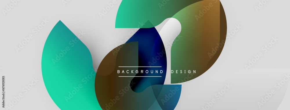 Poster Abstract shapes overlap, creating vibrant color gradients. Modern design with text background design centered. Minimalist aesthetic.