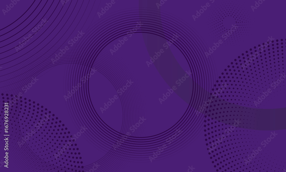 Poster abstract violet background with black circle rings - dots dynamic abstract background - geometric te