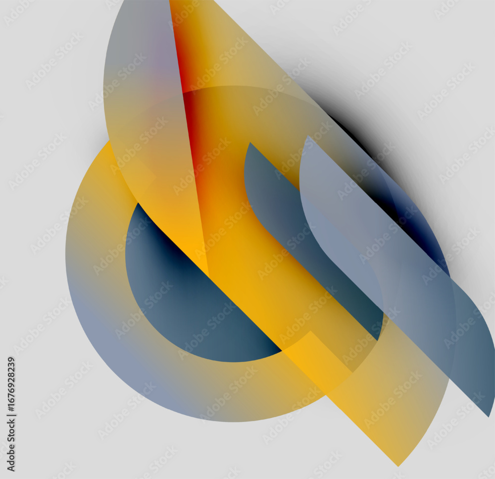 Poster abstract composition. overlapping shapes create dynamic visual effect. warm, cool colors blend, form