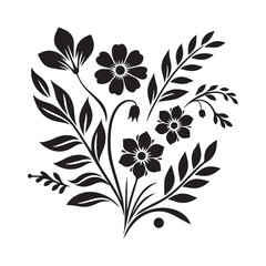 Floral design silhouette black and white vector icon