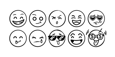 Hand drawn abstract floral elements background black