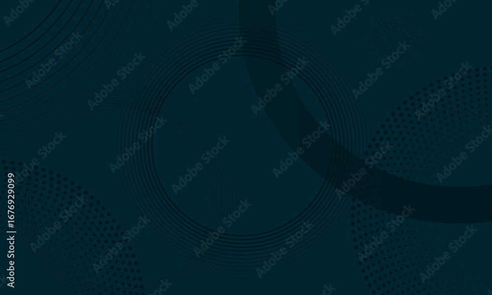 Poster abstract blue background with black circle rings - dots dynamic abstract background - geometric temp