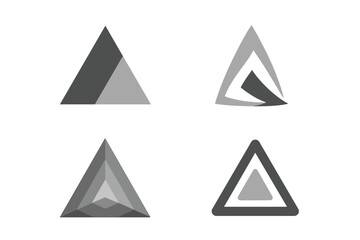 Set of abstract triangle grayscale logo designs. Vector collection for corporate identity. Modern geometric symbols for business, tech, or branding. Minimalist monochrome icons.