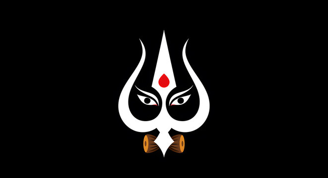 Creative icon of a trishula with a goddess eye a concept for navaratri durga puja festival religion tradition and spiritual hindu art