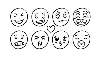 Hand Drawn Emoji Faces cartoon expression