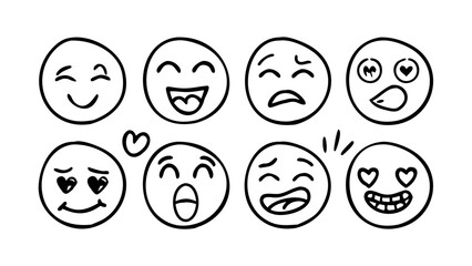 Hand Drawn Emoji Faces illustration emotions